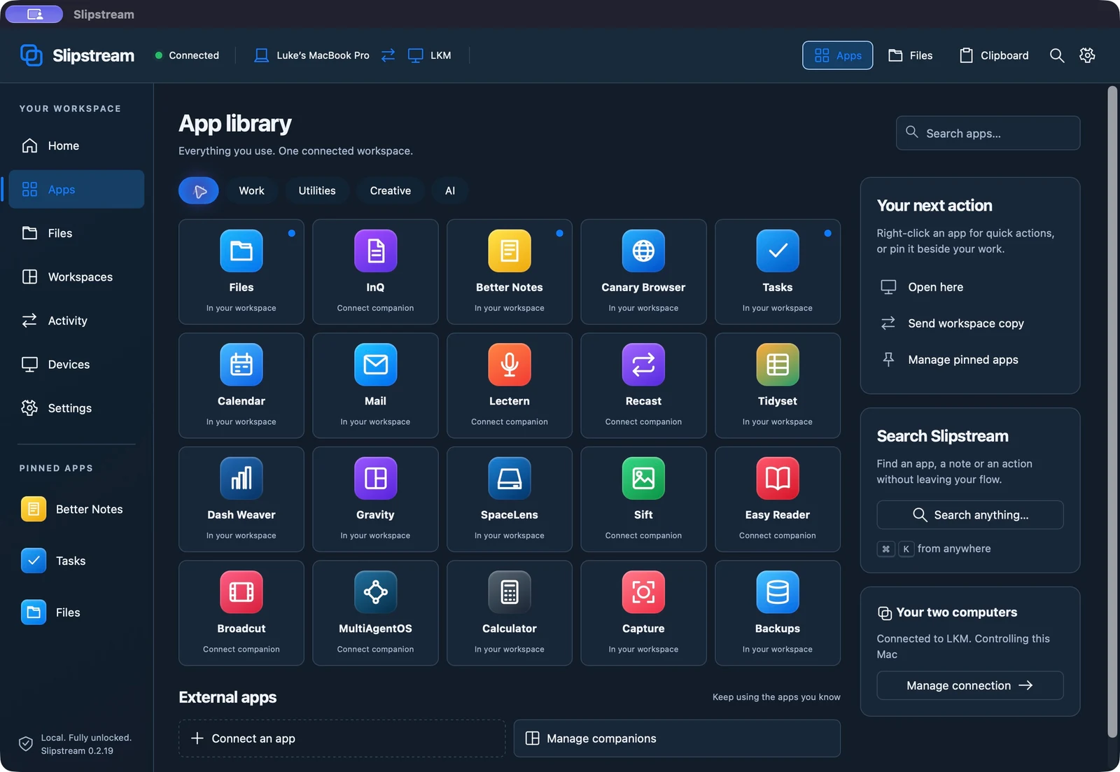 Slipstream — App library on Mac