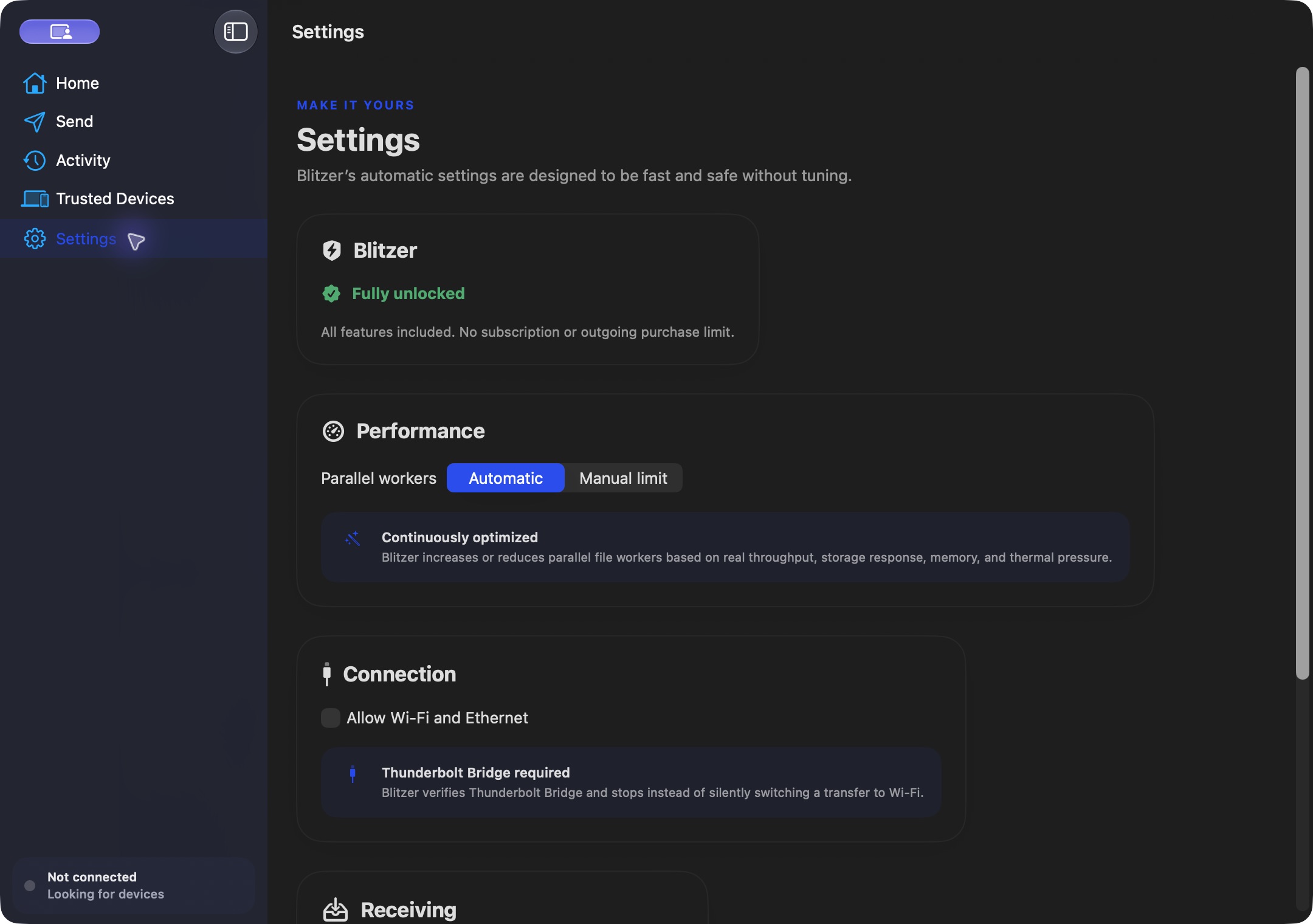 Blitzer — Fully unlocked settings