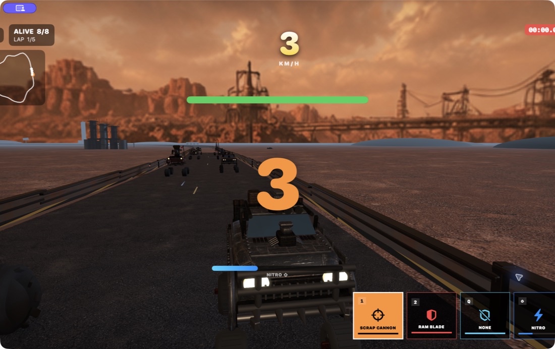 Boom Racer — Solo AI rivals on starting grid