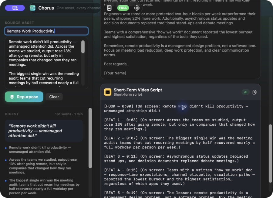 Chorus — Thread email video