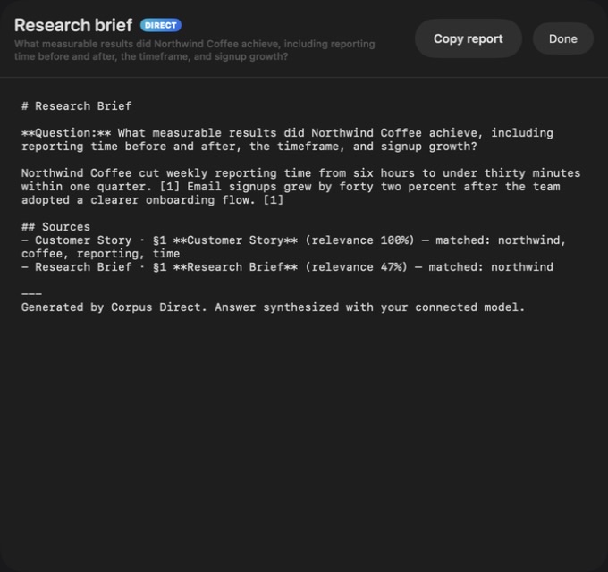 Corpus — Direct research report