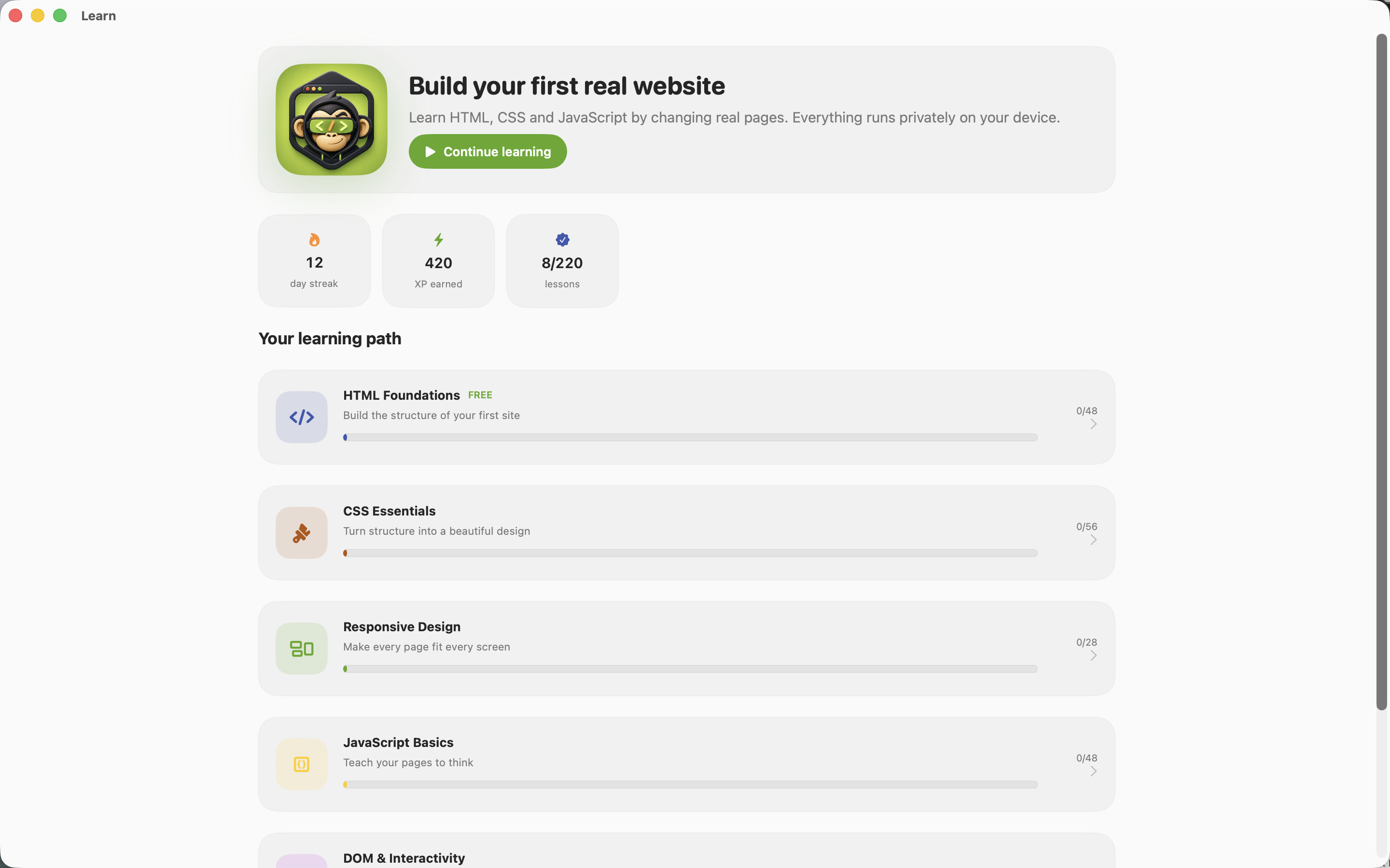 DevMonkey — Learn