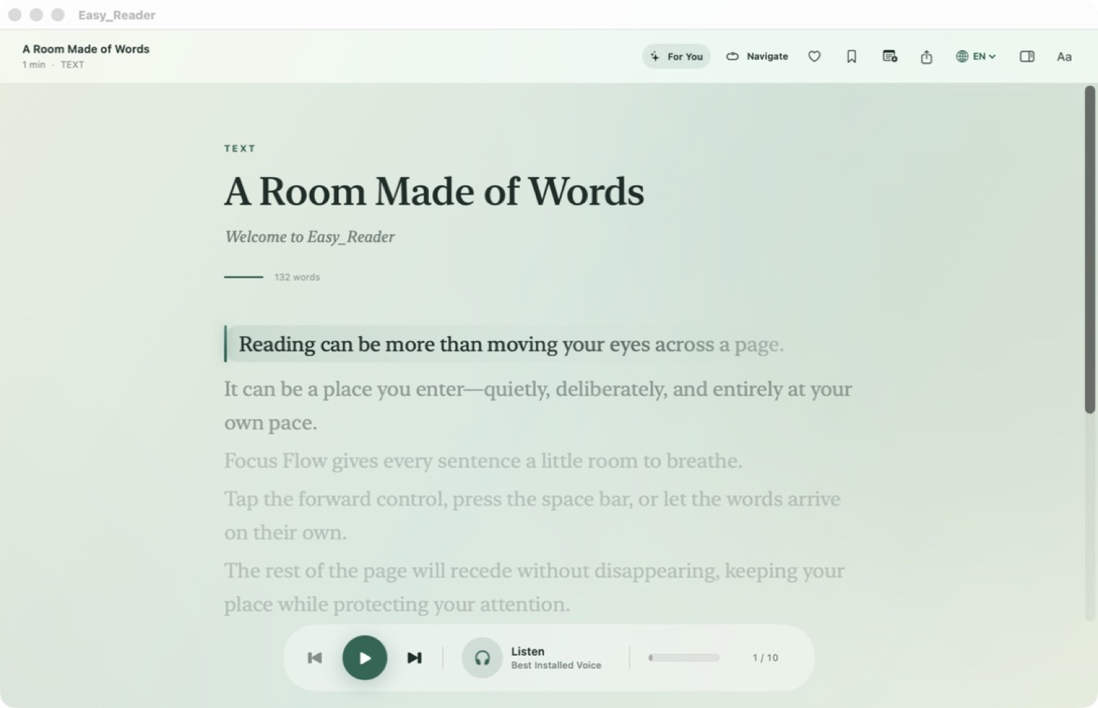 Easy Reader — Capture