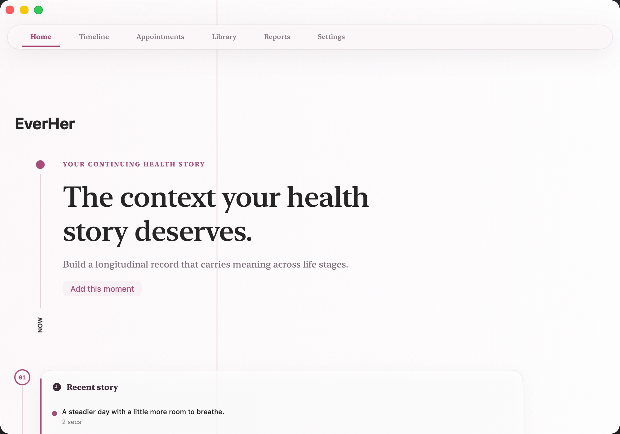 EverHer — Lifespan health timeline