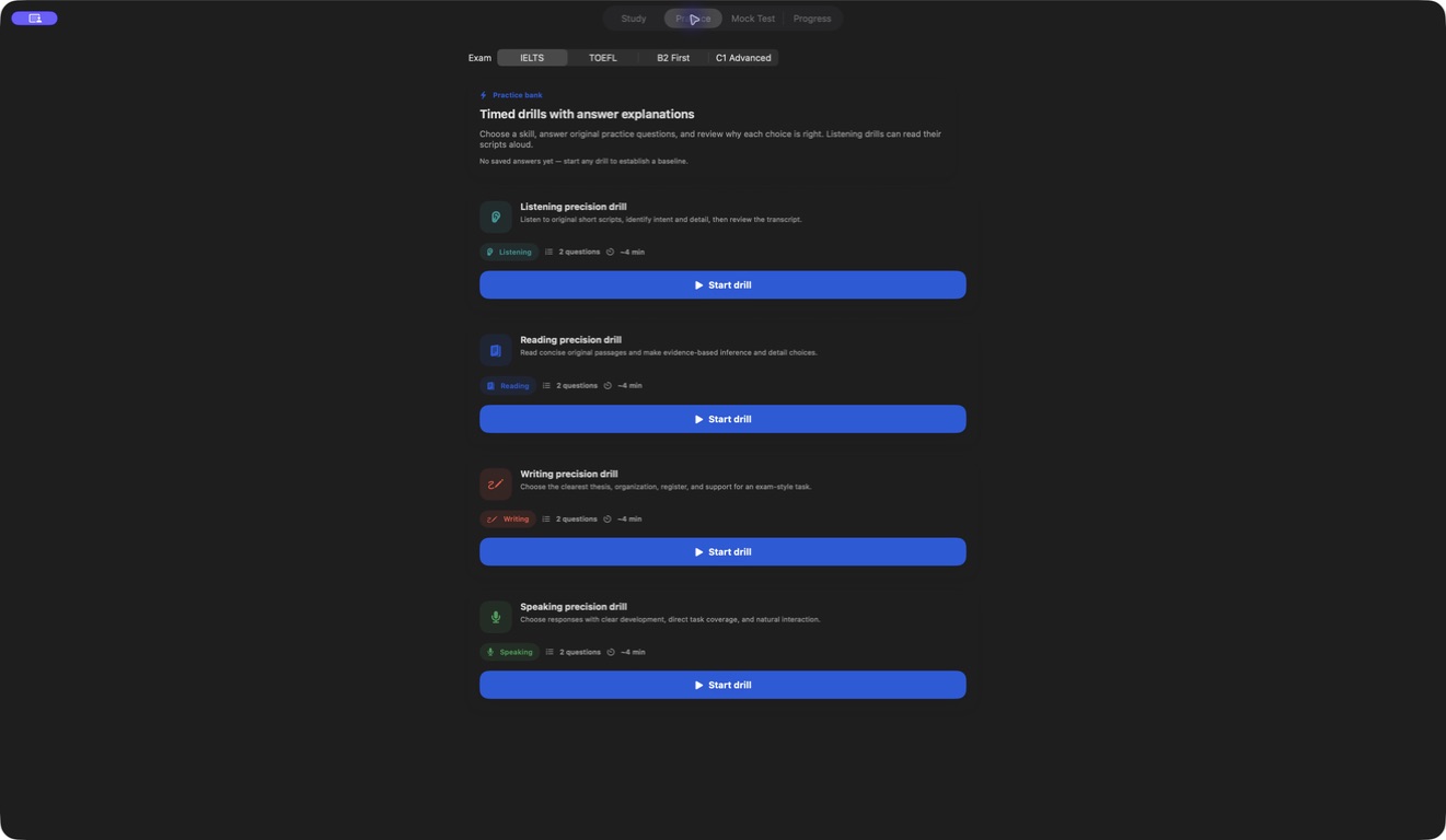 Examly — Four skill practice bank