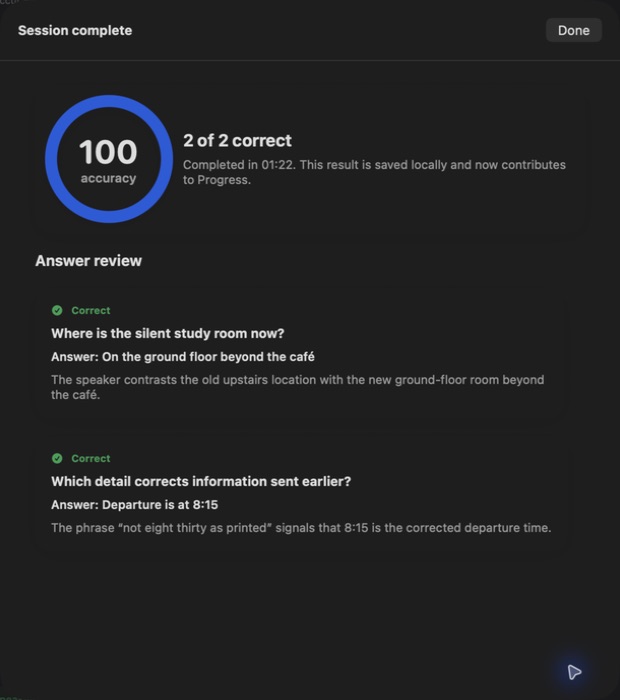 Examly — Session score and answer review