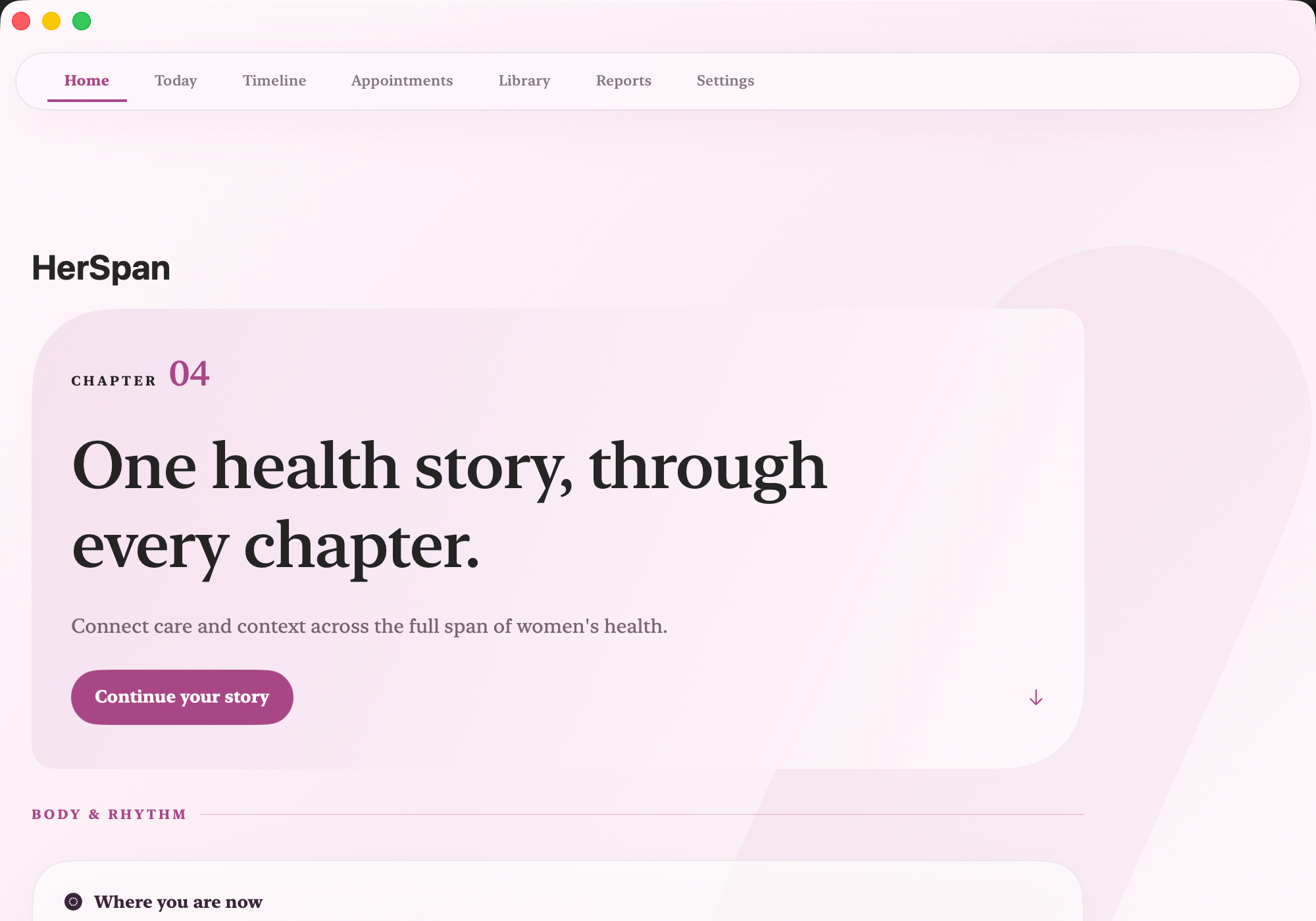 HerSpan — Womens lifespan health dashboard app store reference