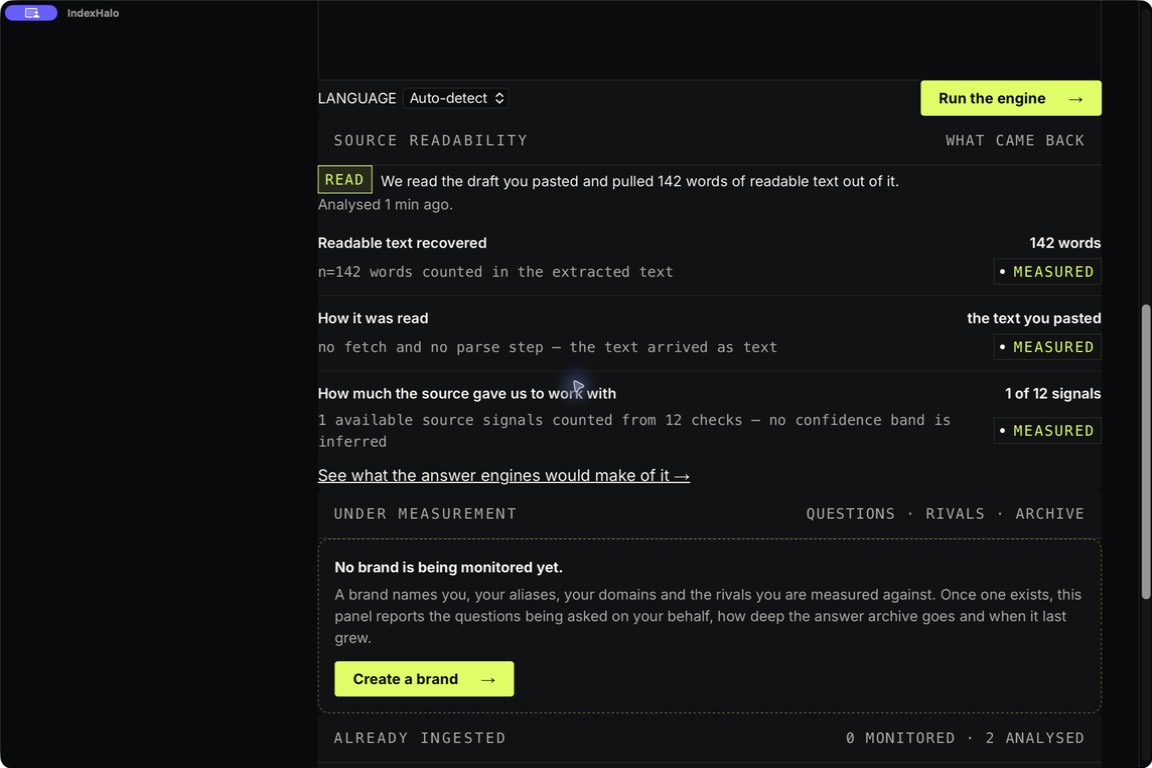 IndexHalo — Pasted draft source analysis