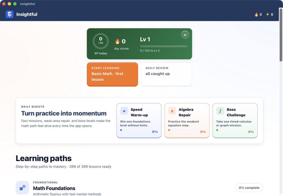 Insightful — Learning dashboard