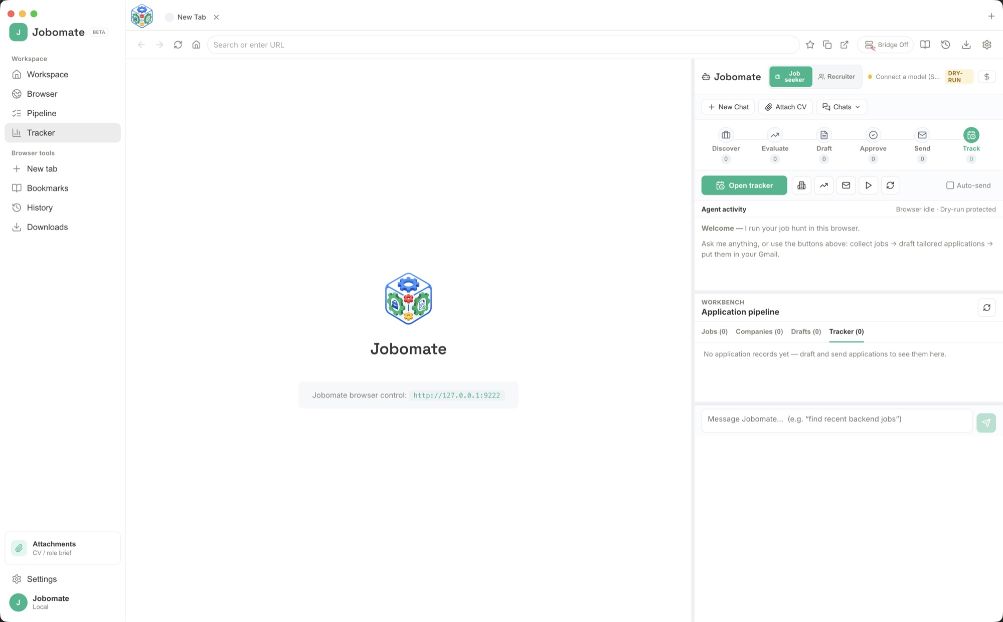 Jobomate starting a fresh assistant conversation.