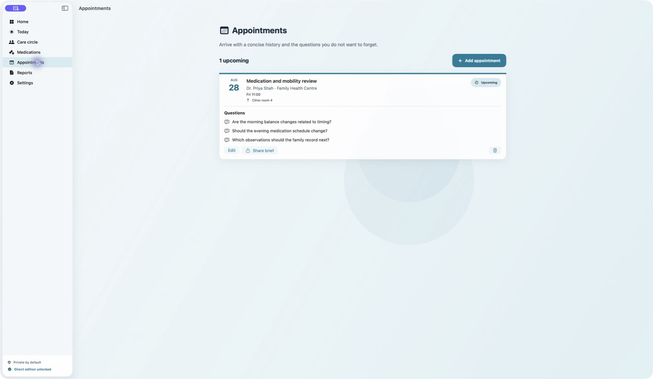 Kinward — Appointment preparation