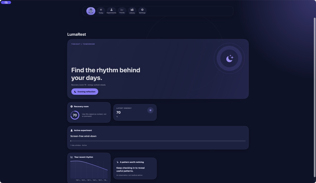 LumaRest — Sleep energy dashboard