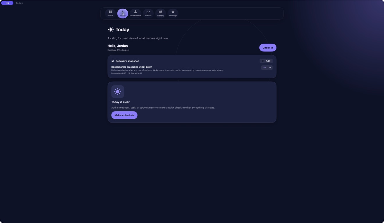 LumaRest — Daily recovery check in