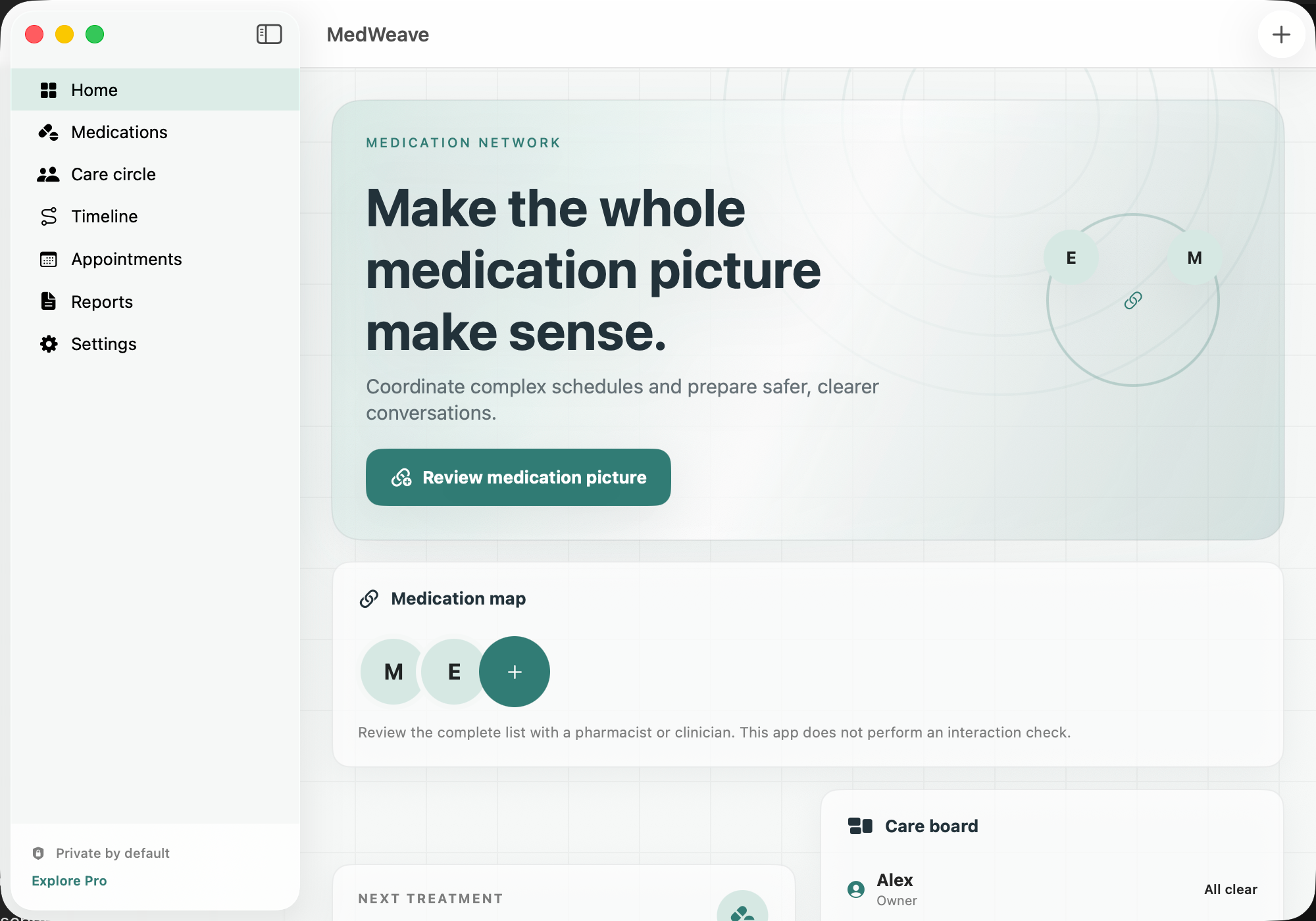 MedWeave — Medication guide dashboard app store reference