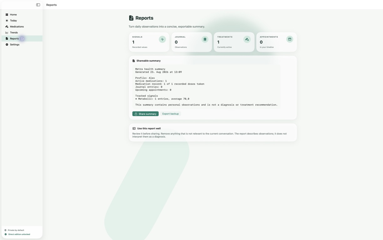 Metra — Clinician reports