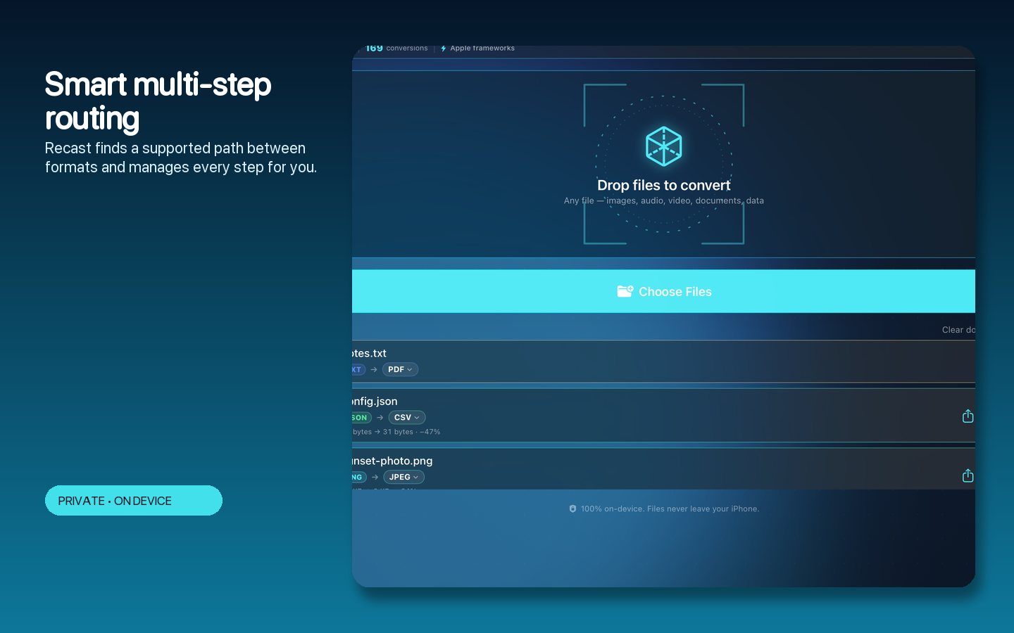 Watch it work — Per-file live progress with cancellation on long video jobs.