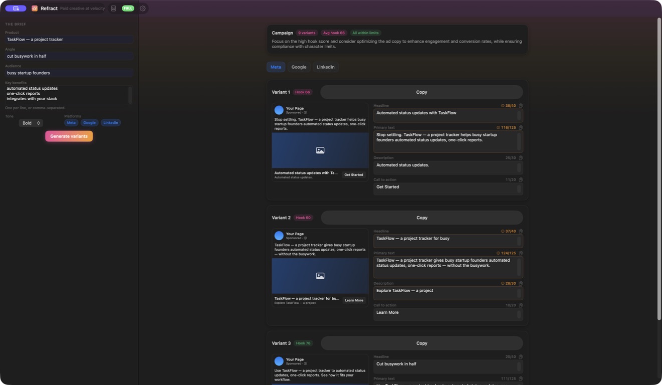 Refract — All platform variants within limits