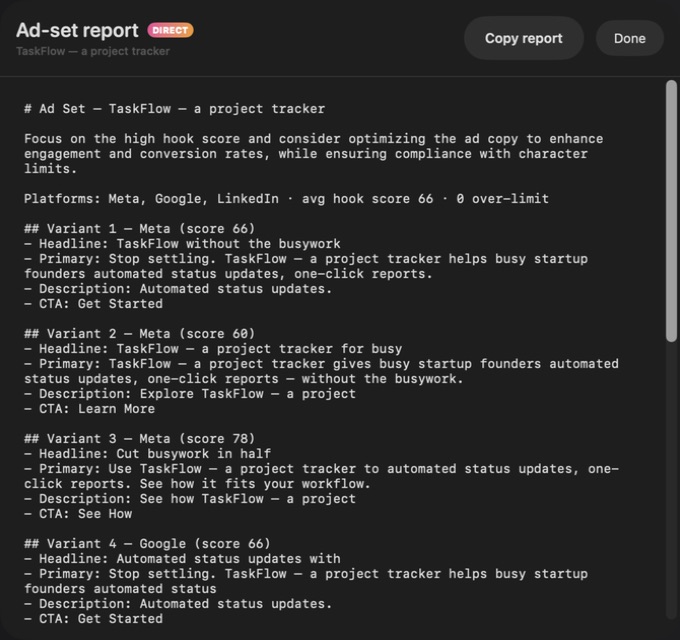 Refract — Direct report reflects live edits