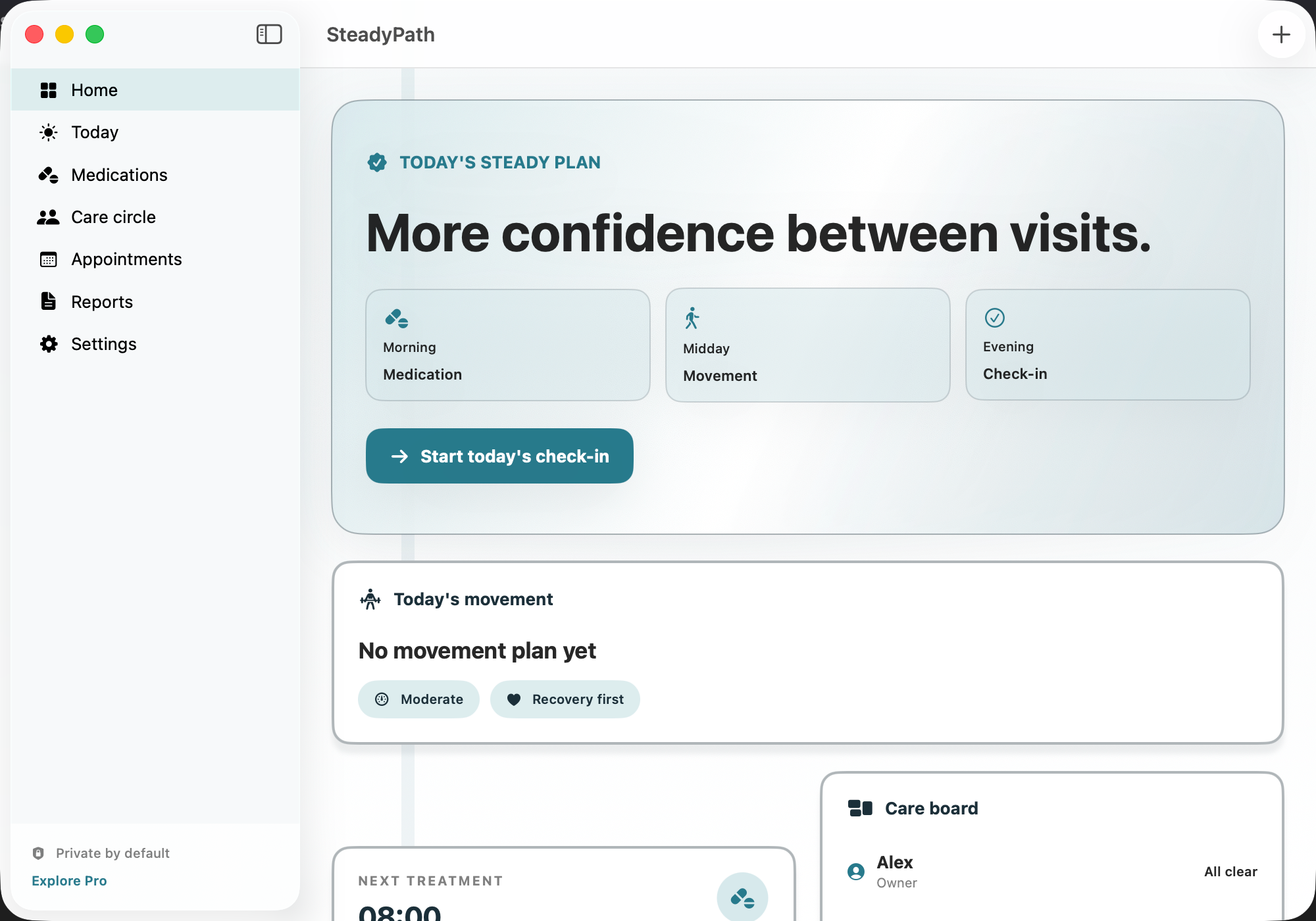 SteadyPath — Movement companion dashboard app store reference