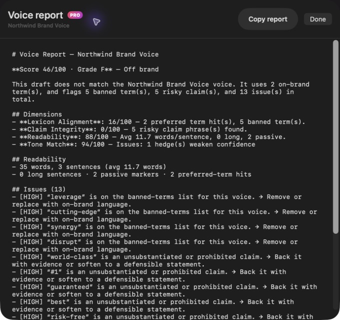Timbre — Full voice report