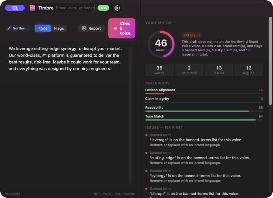 Timbre — Draft editor and live score