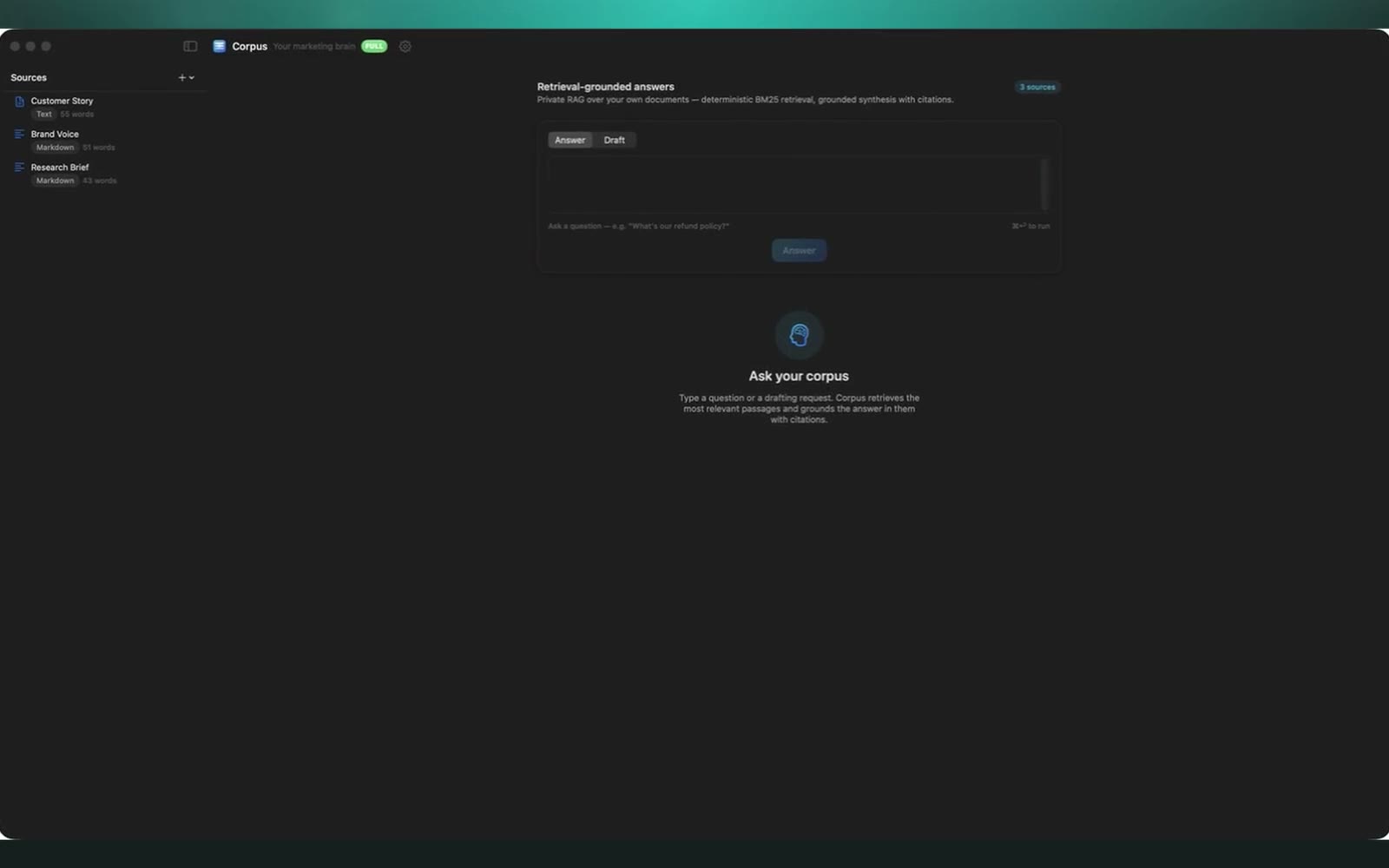 Corpus screenshot tour