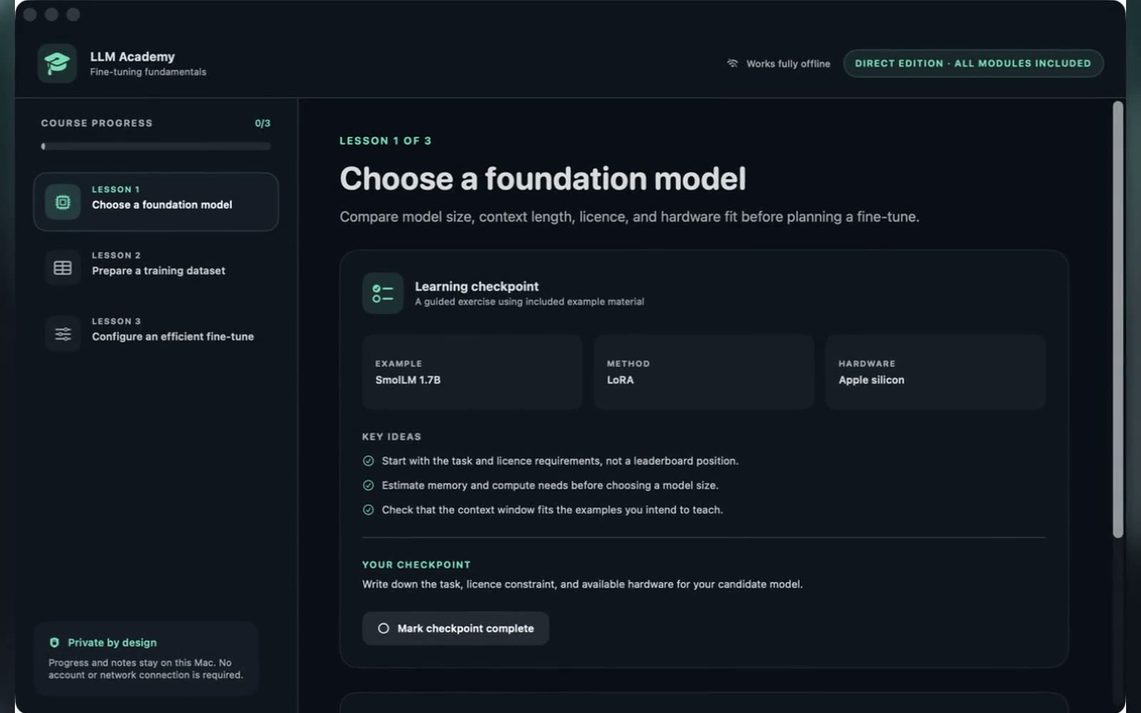 LLM Academy screenshot tour